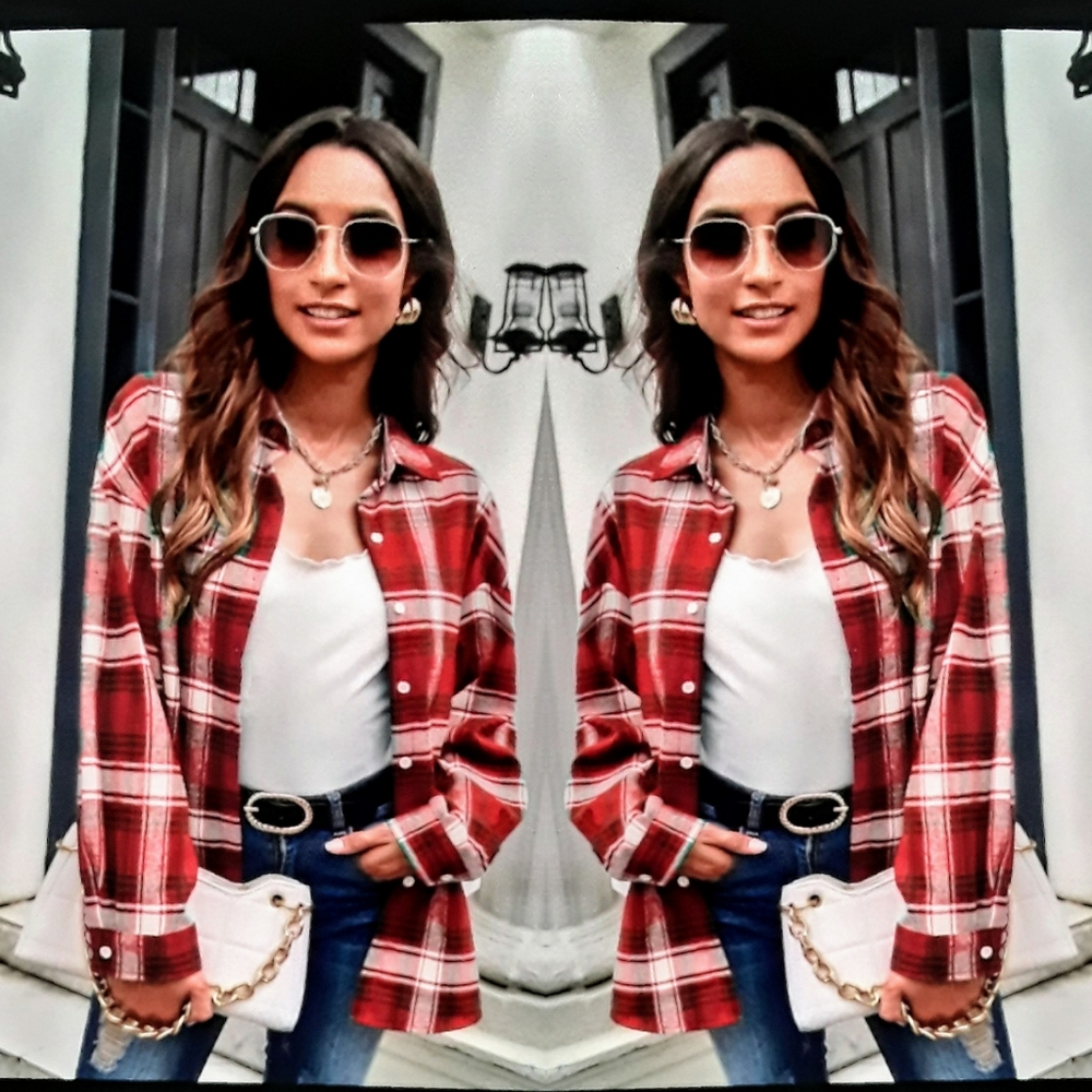 ๐ฅRed and black plaid shirt - Picture 6 of 6